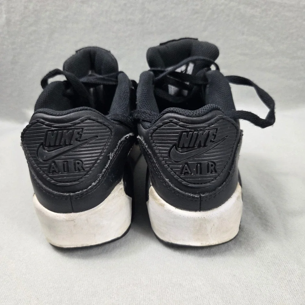 Nike Air Max 90 LTR GS Black White Leather Sneakers CD6864-010 Kids 5.5Y